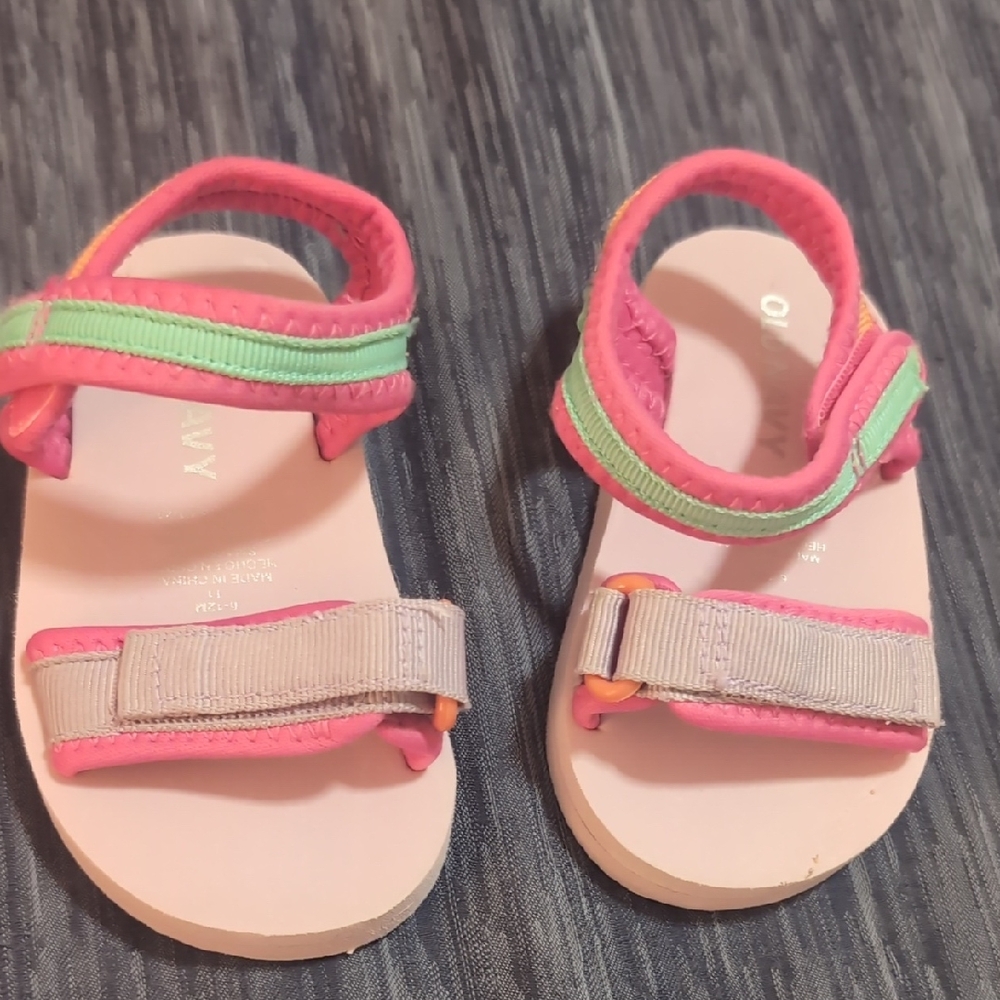 Old Navy Pink and Green Kids Sandals